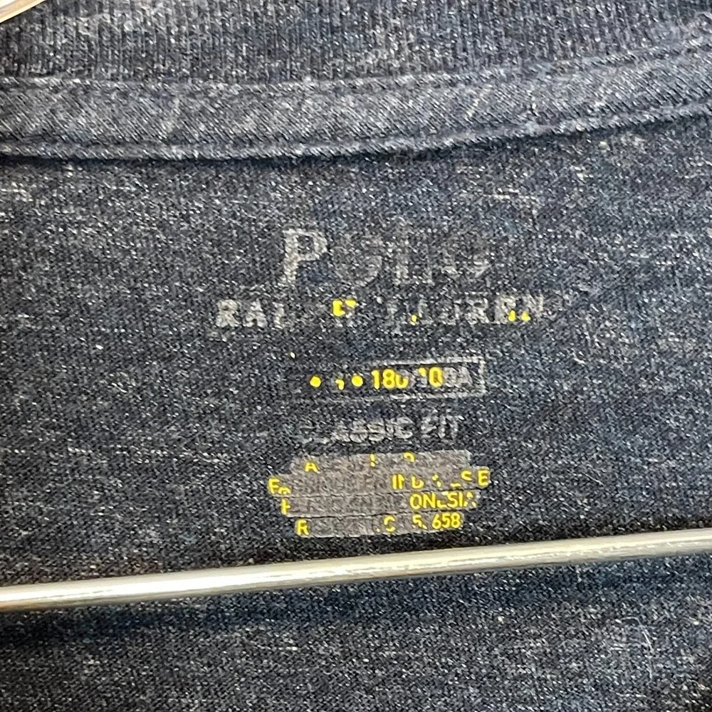 Polo Ralph Lauren Men Classic Heathered Pony Blue V Neck Long Sleeve T Shirt M